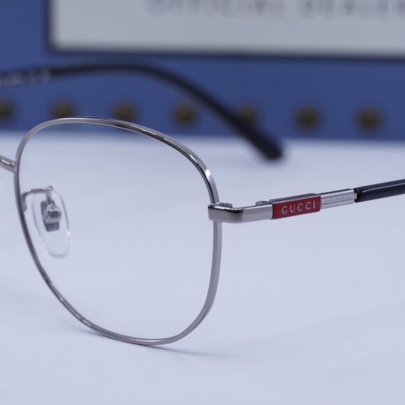 Gucci GG1352O 001 Rectangle Eyeglasses - Shiny Ruthenium/Black 53mm - Picture 10 of 12